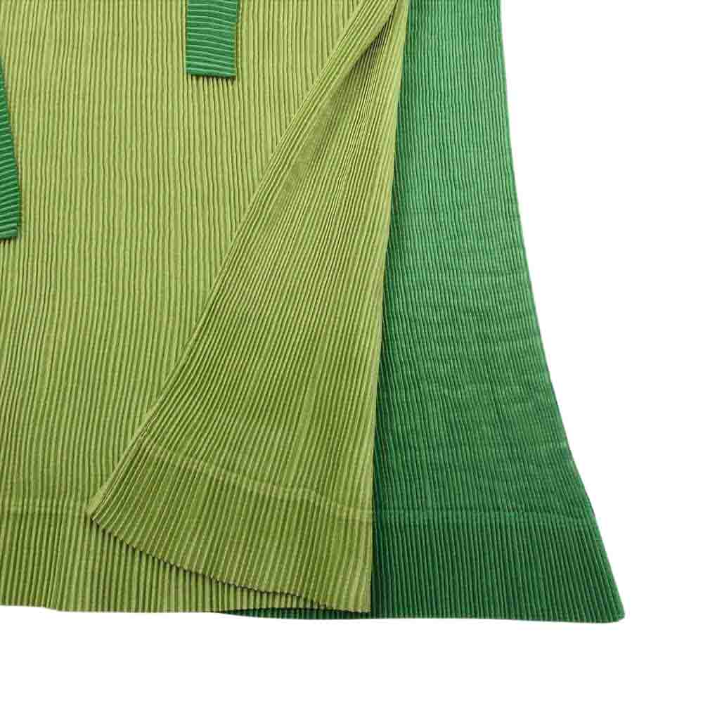 ISSEY MIYAKE イッセイミヤケ C-KN 3333 ミヤケデザインスタジオ プリーツ加工 バイカラー ワンピース グリーン系【中古】