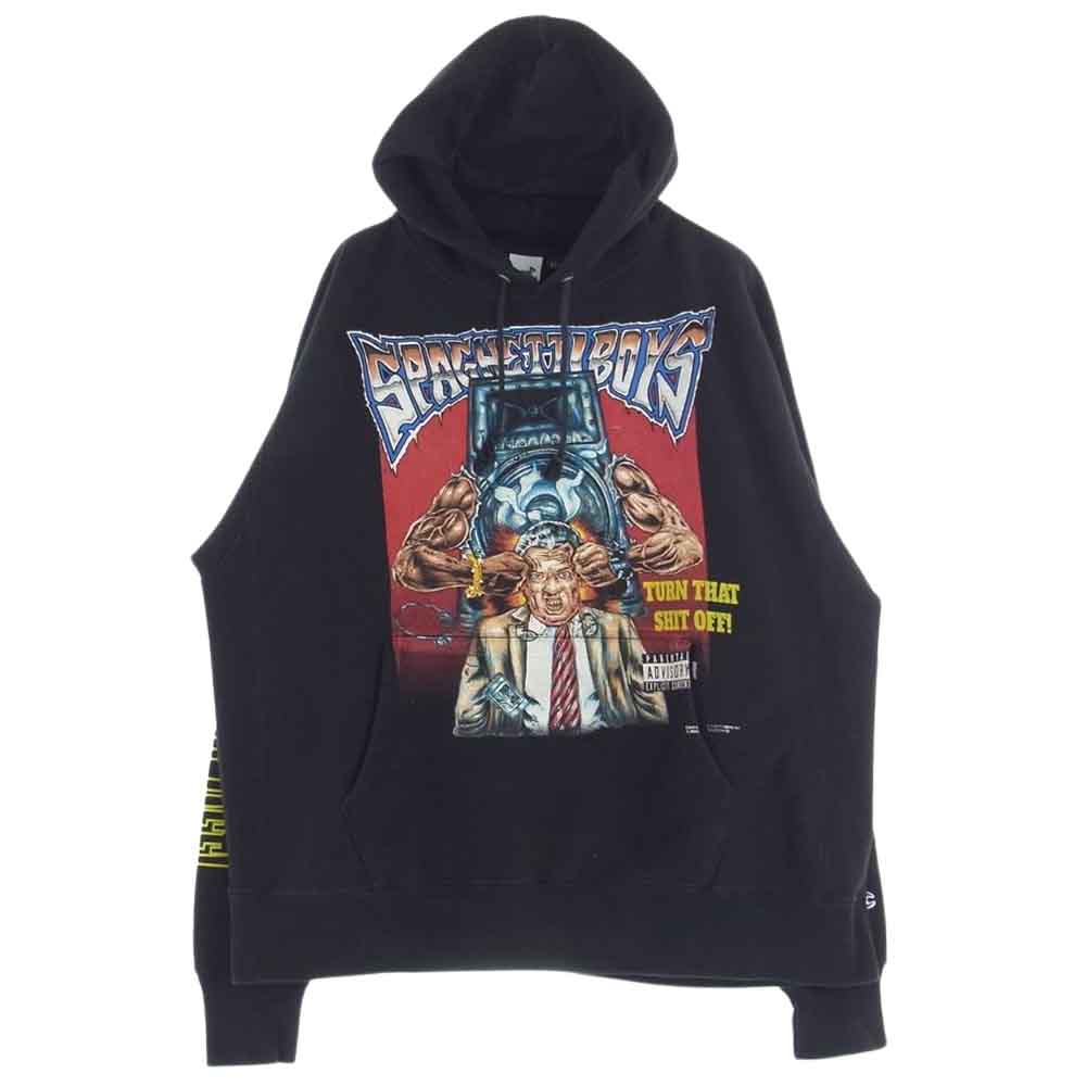 スパゲッティボーイズ パーカー ブラック Mサイズ スパゲッティボーイズ プルオーバー スウェット プリント TURN THAT