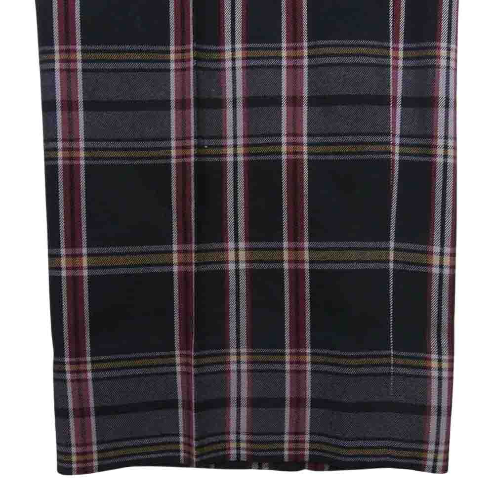 LAD MUSICIAN ラッドミュージシャン 2213-582 チェック ラップ ストレート スラックス パンツ グレー系 44【中古】