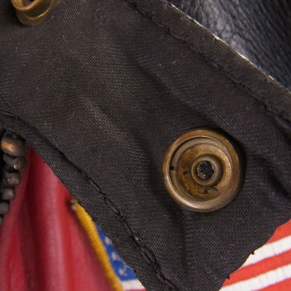 VANSON バンソン Type RJP レザー シングル ライダース ジャケット ブラック系 レッド系 36【中古】