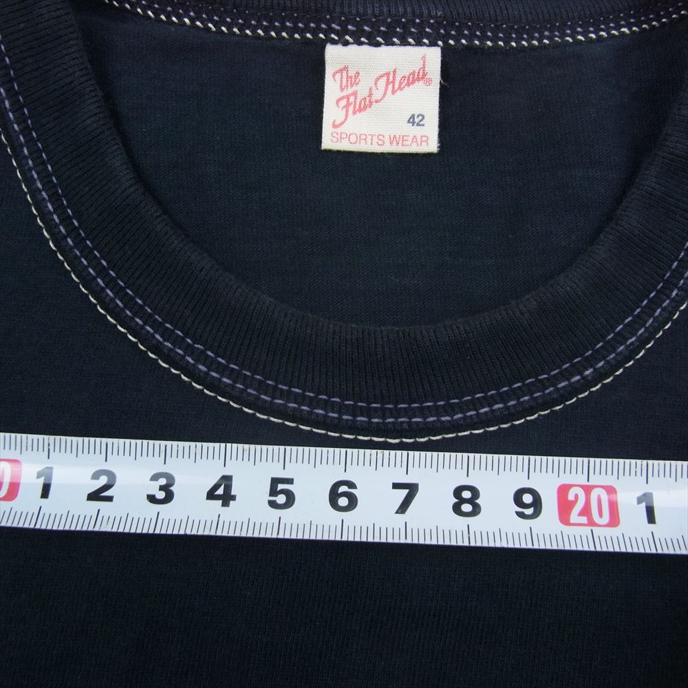 THE FLAT HEAD ザフラットヘッド プリント Tシャツ ネイビー系 42【中古】
