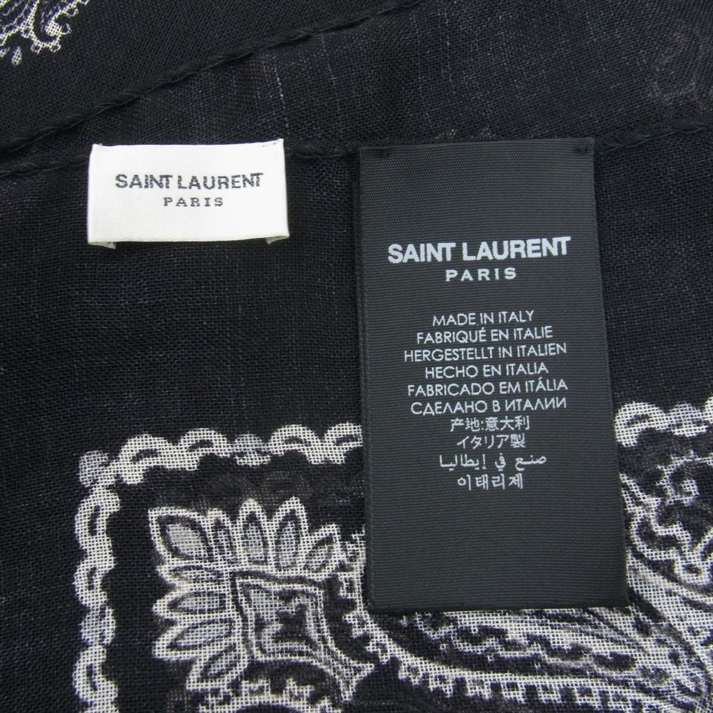 SAINT LAURENT サンローラン 346534-3Y667 SCARF ペイズリー 総柄 スカーフ ストール ブラック系【中古】