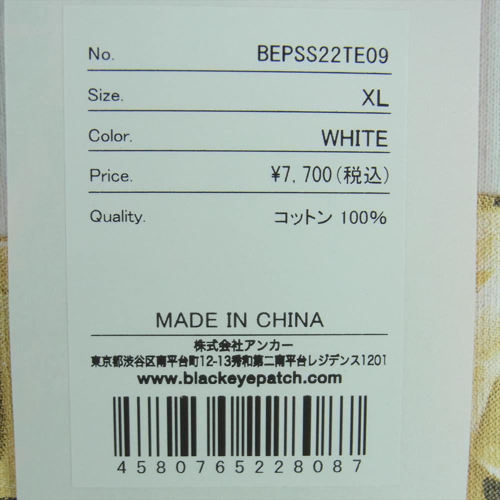 ブラック アイ パッチ 22SS BEPSS22TE09 BRICKED OG LABEL TEE WHITE ロゴラベル プリント 半袖 Tシャツ ホワイト系 XL【新古品】【未使用】【中古】