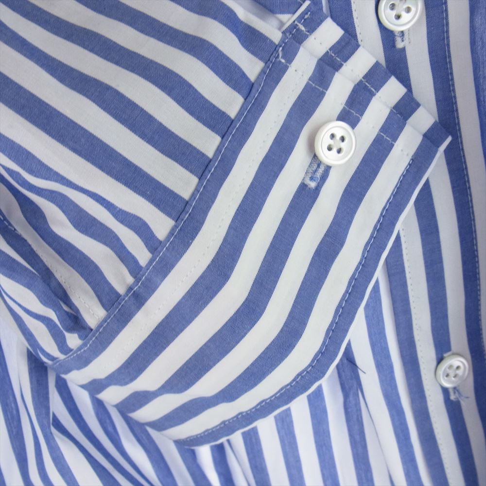 クオン 113SH031225 Reversible Pleated Shirt リバーシブル ピンタック ストライプ 長袖シャツ ライトブルー系【極上美品】【中古】