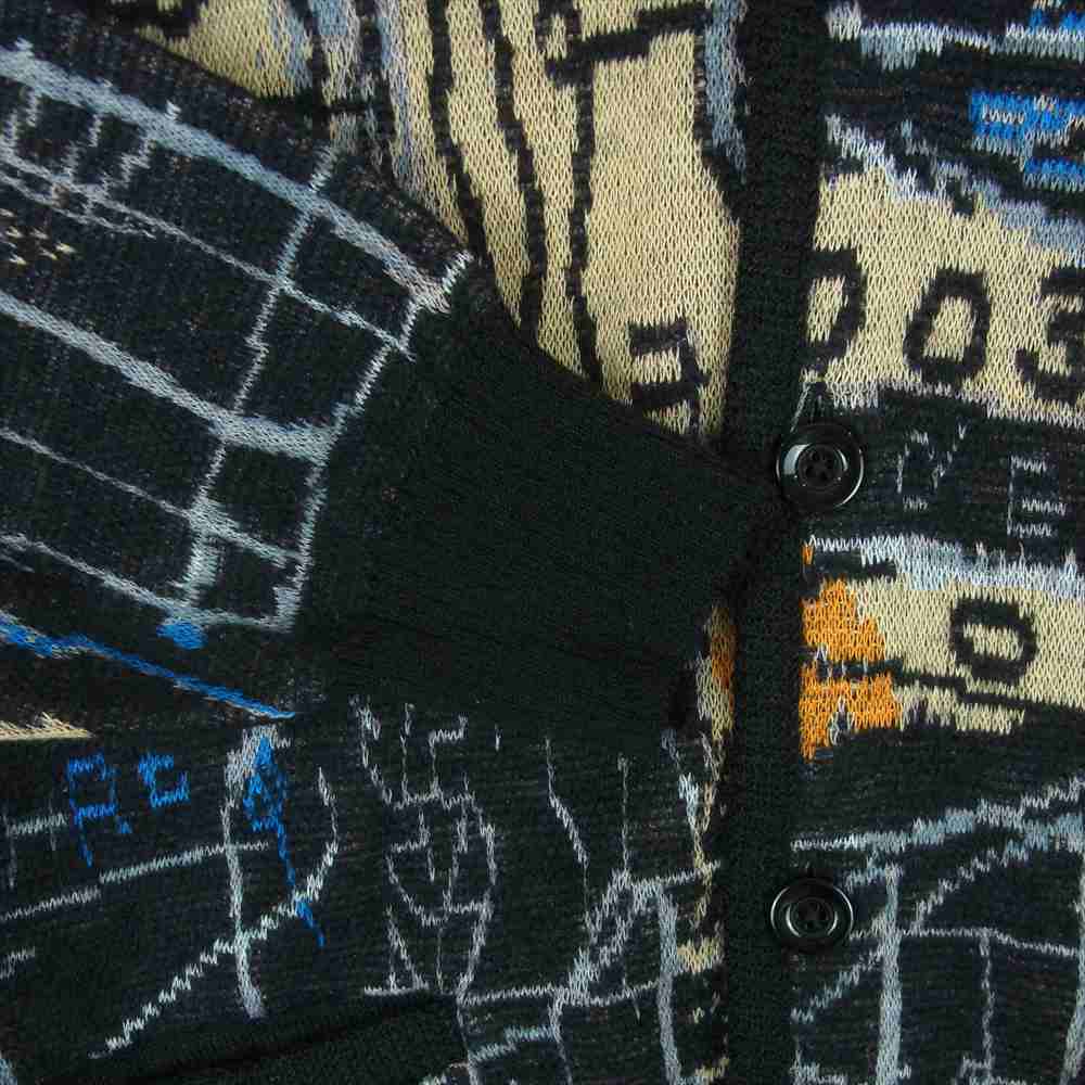 WACKO MARIA ワコマリア BASQUIAT-WM-KN04 JEAN-MICHEL BASQUIAT MOHAIR KNIT JACQUARD CARDIGAN TYPE-1 バスキア モヘア ニット ジャガード カーディガン ブラック系 ベージュ系 S【極上美品】【中古】