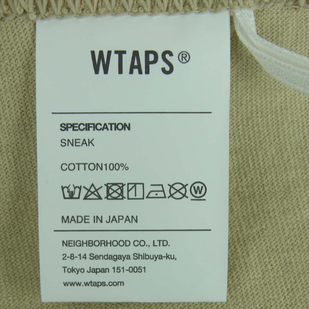 WTAPS ダブルタップス 22SS 221ATDT-STM09S RANSOM SS COTTON クルーネック ロゴ 半袖 Tシャツ ベージュ系 02【美品】【中古】