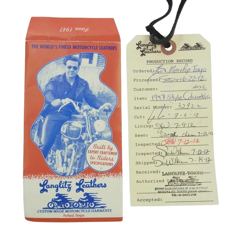 LANGLITZ LEATHERS ラングリッツレザーズ 1947 columbia コロンビア レザーライダース ジャケット ブラック系【中古】