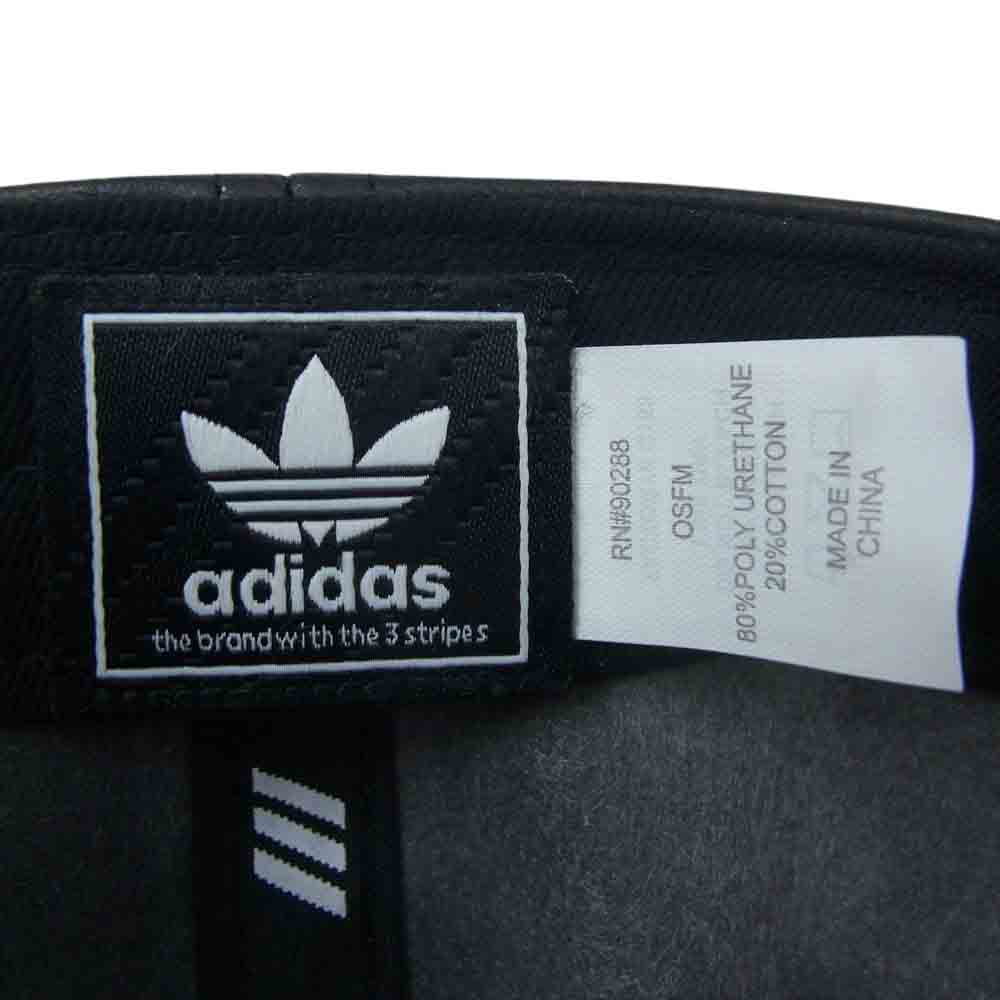 adidas アディダス ORIGINALS オリジナルス A2L001 フェイクレザー ロゴ刺繍 ベースボール キャップ ブラック系【中古】