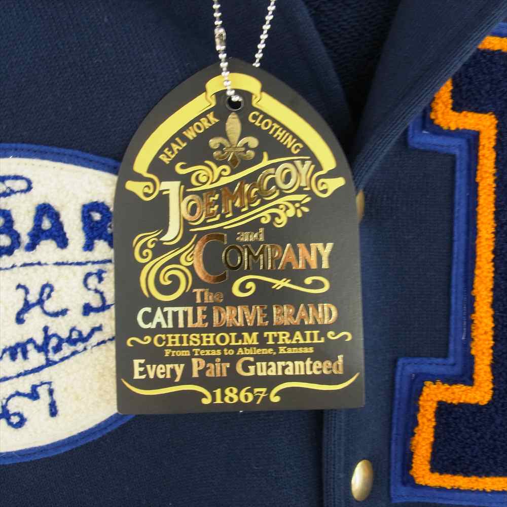 The REAL McCOY'S ザリアルマッコイズ MJ22125 SNAP BUTTON HOODED SWEATSHIRT DUNBAR スナップ ボタン フーデッド スウェットシャツ スタジャン アワード ジャケット ネイビー系 36【極上美品】【中古】