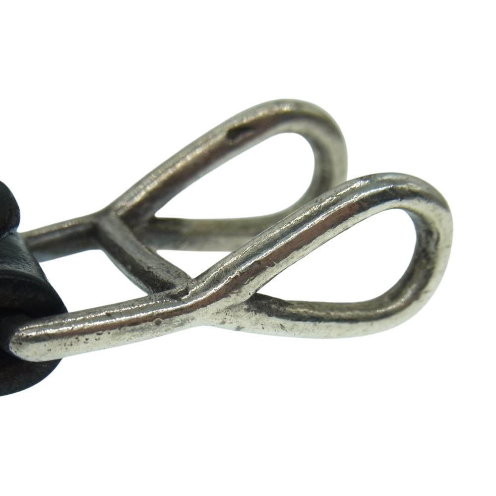 CHROME HEARTS クロムハーツ(原本無) BELT LOOP フレア ボタン レザー ダブル ベルトループ ブラック系 シルバー系【中古】