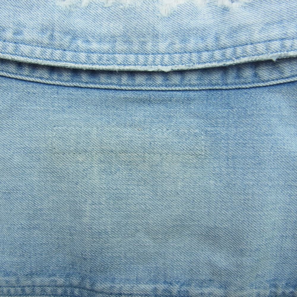 Ron Herman ロンハーマン 3120700109 RHC Denim Work Shirt ダメージ加工 デニム ワーク 長袖 シャツ インディゴブルー系 S【中古】