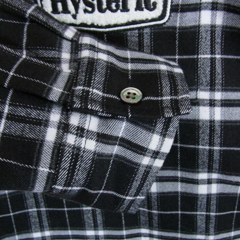 HYSTERIC GLAMOUR ヒステリックグラマー 22AW WDS-C-HYS-23-AP-Q1-09 × WIND AND SEA ウィンダンシー ロゴ チェック 長袖 シャツ ブラック系 L【新古品】【未使用】【中古】