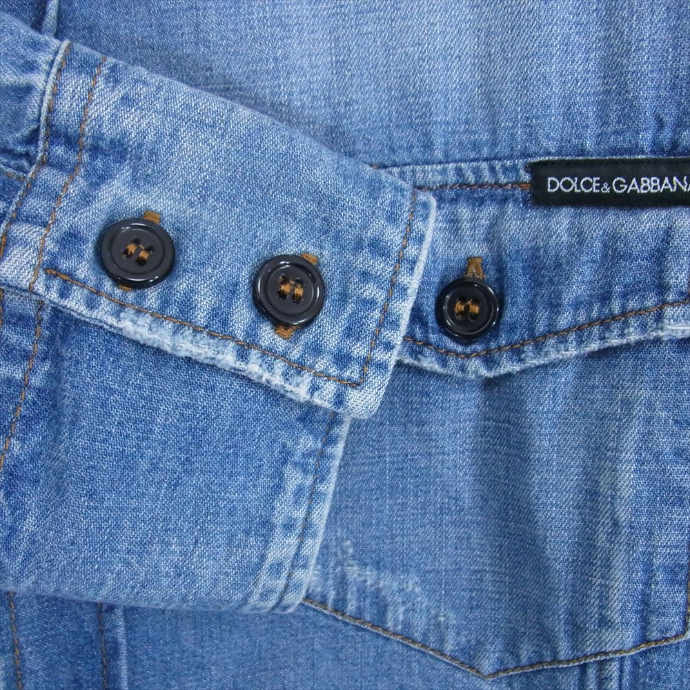 DOLCE&GABBANA ドルチェアンドガッバーナ G5832D ウォッシュ加工 デニム ウエスタン 長袖 シャツ インディゴブルー系 39【中古】