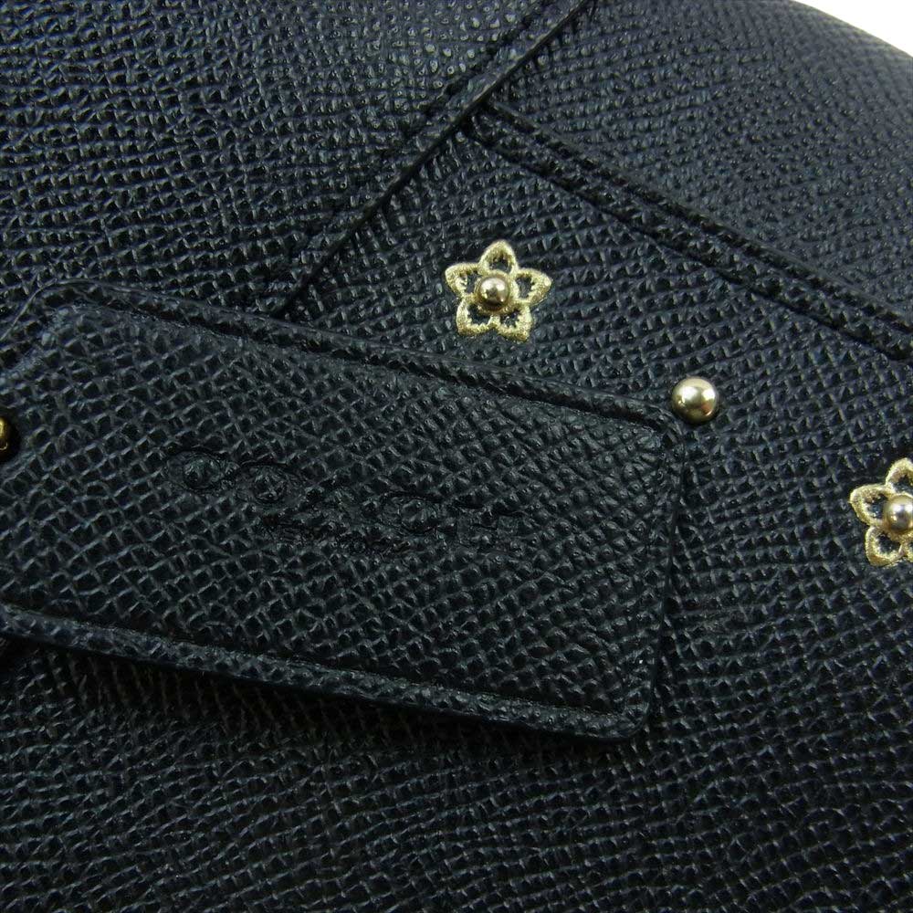 COACH コーチ F37754 フローラルリベット 2WAY レザー ショルダー ハンドバッグ ブラック系【中古】