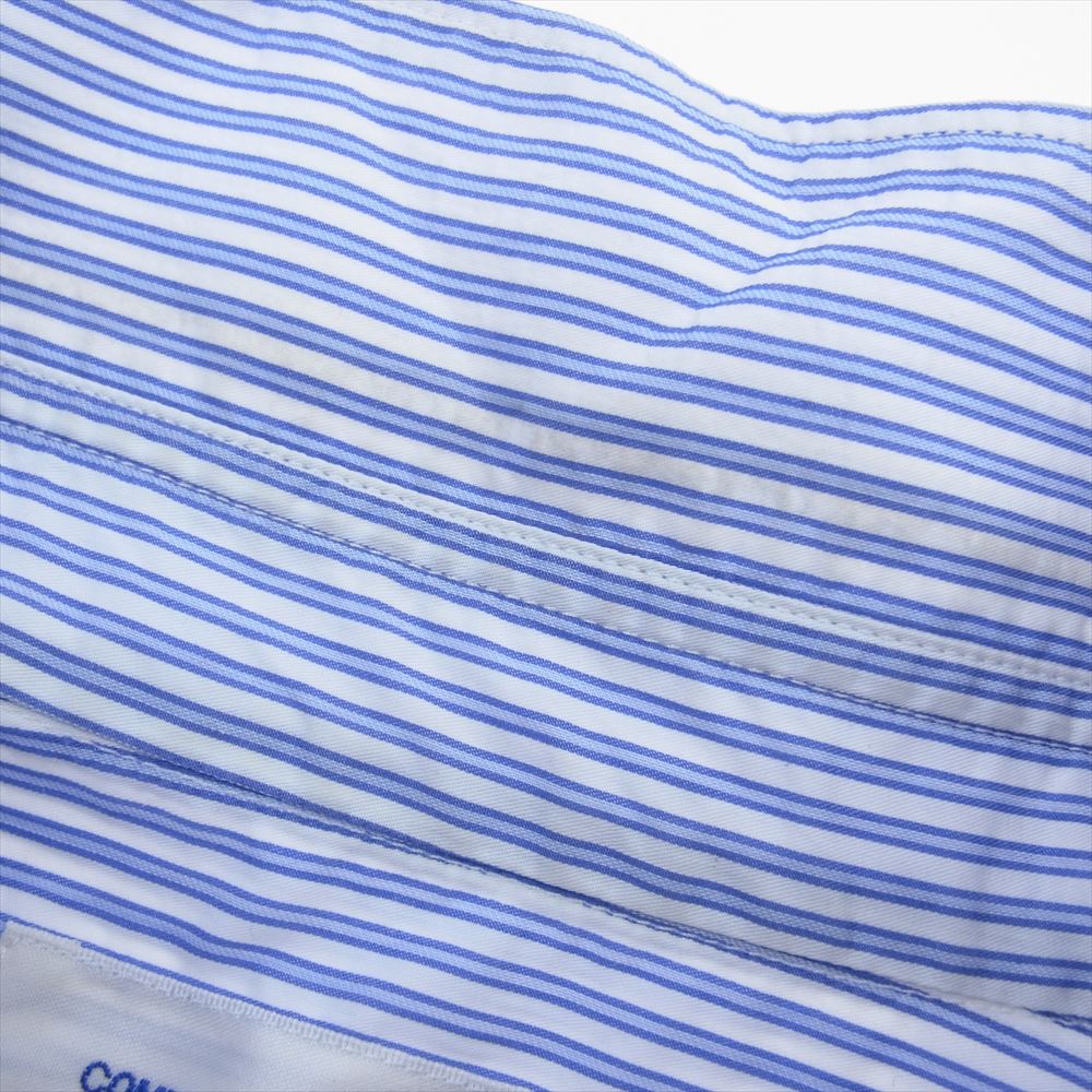 COMME des GARCONS コムデギャルソン FO03B101 SHIRT フランス製 ストライプ レギュラーカラー 長袖 シャツ ブルー系 ホワイト系 S【中古】