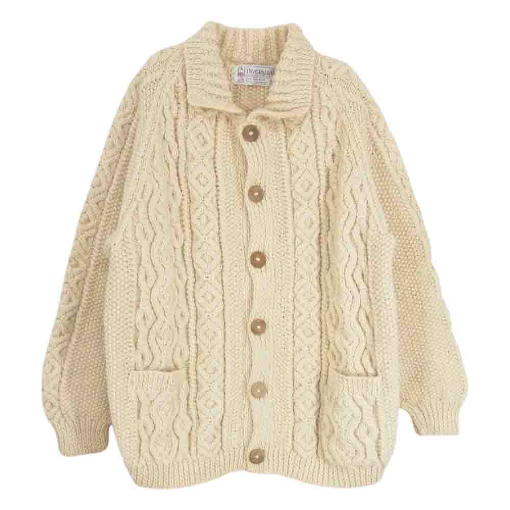 美品インバーアラン 3Aランバーカーディガン 茶タグ ケーブルニット INVERALLAN インバーアラン 茶タグ 3A LUMBER CARDIGAN ランバー