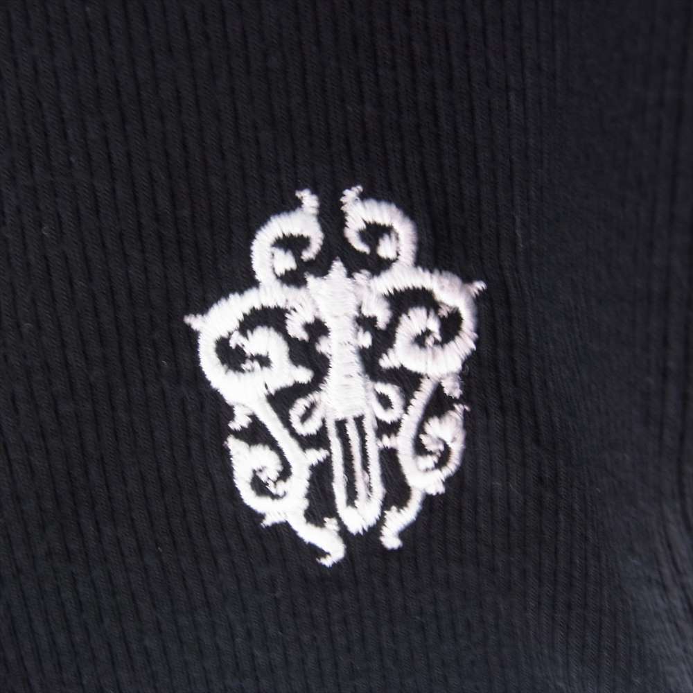 CHROME HEARTS クロムハーツ(原本無) ロゴ刺繍 クロップド サーマル カーディガン ブラック系 S【中古】