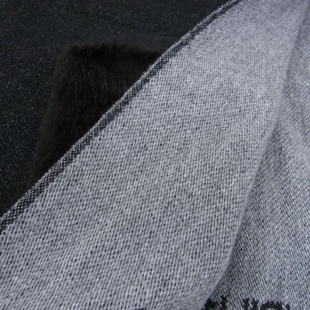 1piu1uguale3 ウノピュウノウグァーレトレ MRG470 CAS022 113 MUFFLER WITH POCKET カシミヤ100% エコファーポケット付き マフラー ブラック系 F【美品】【中古】