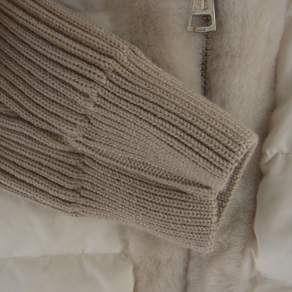 1piu1uguale3 ウノピュウノウグァーレトレ 21AW MRB537 LAB044 EMMETI エンメティ RIB SLEEVE MOUTON HOODED BLOUSON 袖ニットリブ マウンテン フーデッド ブルゾン オフホワイト系 ブラウン系 Ⅲ【中古】