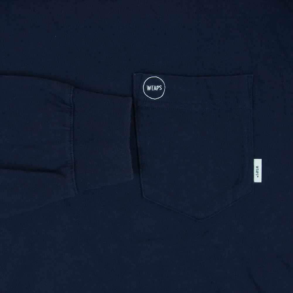 WTAPS ダブルタップス 18AW 182ATDT-CSM03 BLANK LS 刺繍 ポケット 長袖 Tシャツ 日本製 ダークネイビー系 02【中古】