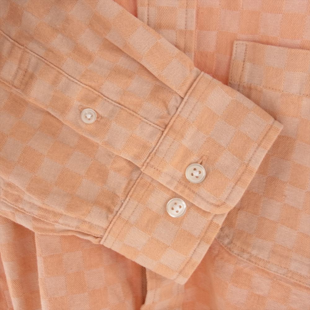 Supreme シュプリーム 18AW Checkered Denim Shirt Peach チェッカード デニム シャツ ピーチ 長袖 シャツ オレンジ系 L【中古】