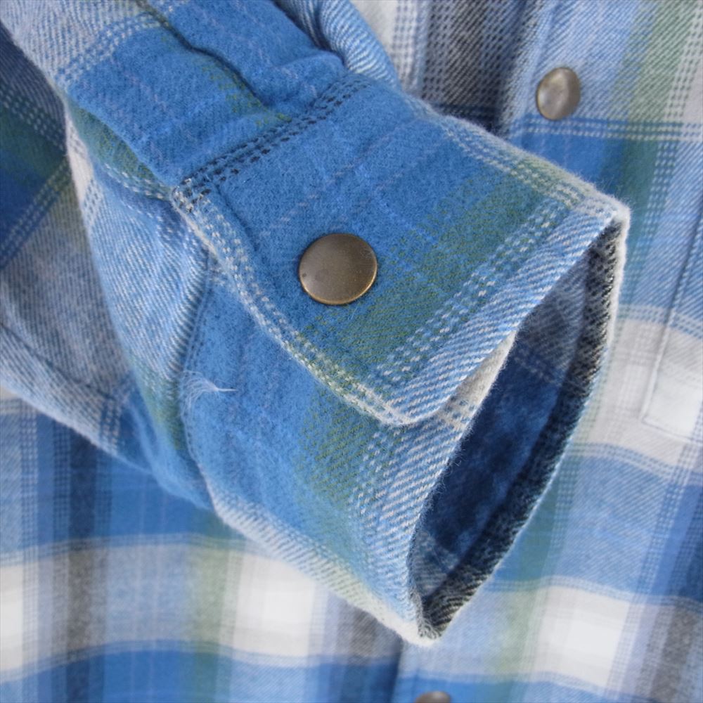 Supreme シュプリーム 19AW Quilted Hooded Plaid Shirt キルティング フーデッド プレイド チェック シャツ パーカー ライトブルー系 M【中古】