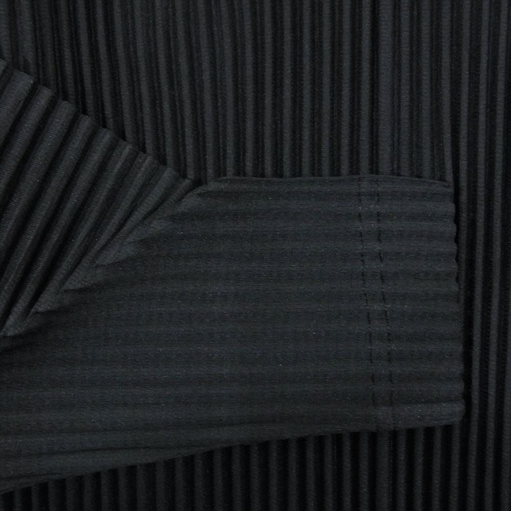 HOMME PLISSE ISSEY MIYAKE オム プリッセ イッセイミヤケ 23AW HP33JM107 HOMME PLISSE オムプリッセ MC AUGUST POLO プリーツ 長袖 ポロシャツ ブラック系 2【中古】