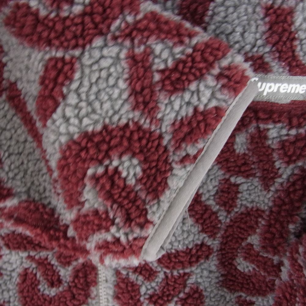 Supreme シュプリーム 21AW Celtic Knot Reversible WINDSTOPPER Fleece Hooded Jacket ウィンドストッパー フリース ジャケット エンジ系 グレー系 L【中古】