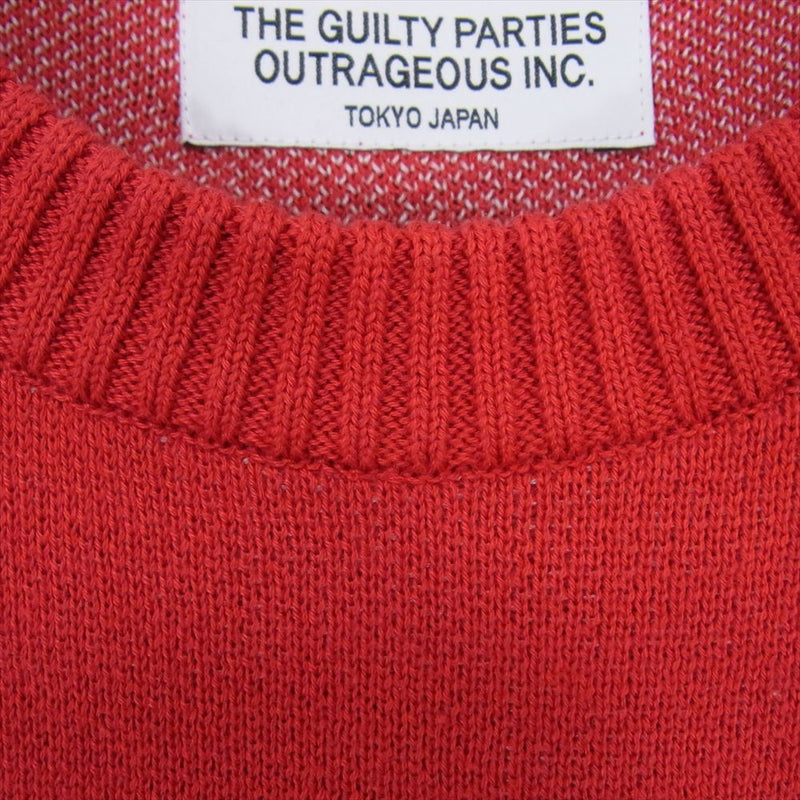 WACKO MARIA ワコマリア 13SS 13SS-KNT-02 GUILTY PARTIES シルク混 ロゴ ニット セーター レッド系  S【中古】