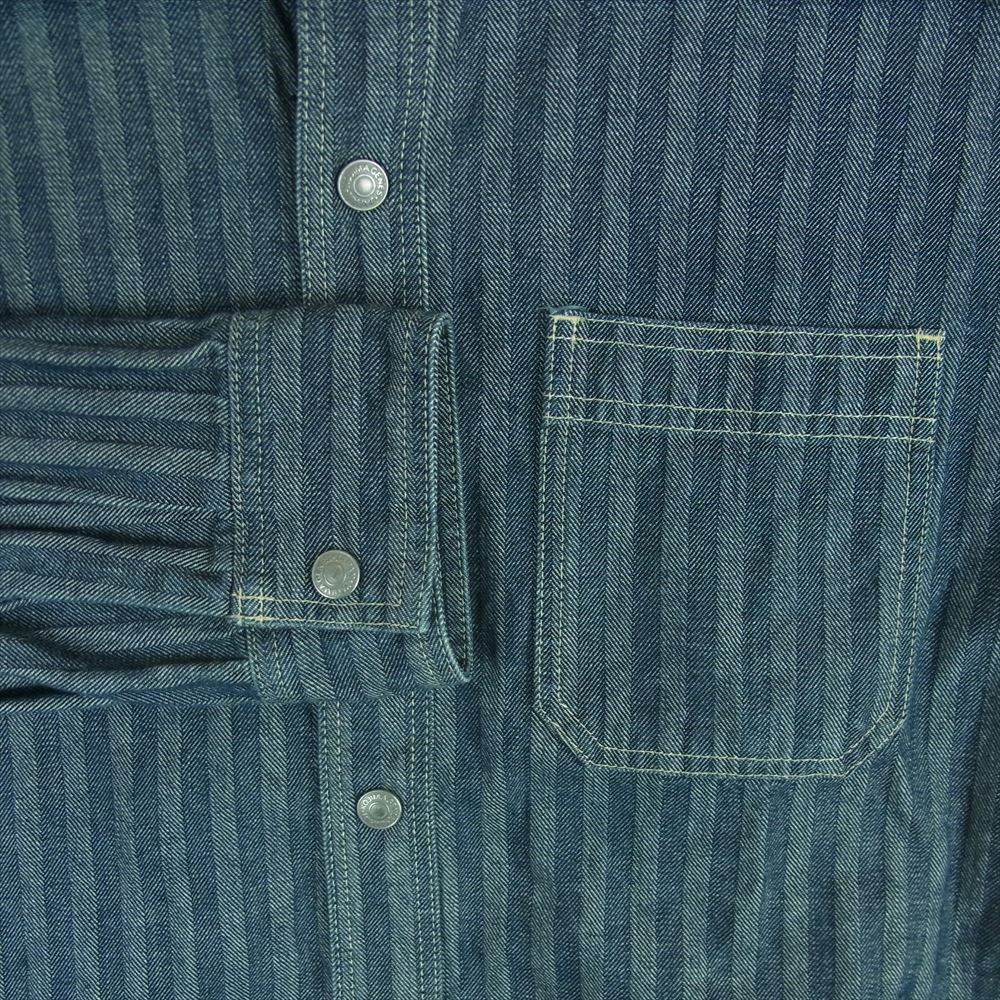 児島ジーンズ RNB-202HS HERRINGBONE WORK SHIRT ヘリンボーン デニム ワーク 長袖 シャツ インディゴブルー系 XXL【中古】