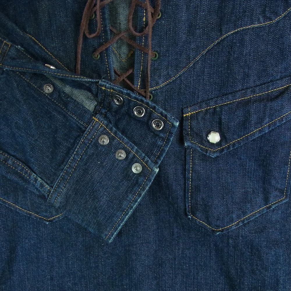 THE FLAT HEAD ザフラットヘッド FWP-001 プルオーバー ウエスタン デニム シャツ 長袖 インディゴブルー系 40【中古】