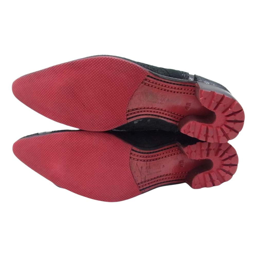 ヒロムタカハラ Deer skin Long Boots ディアスキン 鹿革 サイドジップ ロングブーツ ブラック系 41【中古】