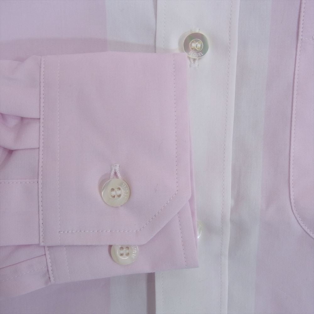 シークエル 22AW SQ-22AW-SH-03 LINE SHIRT ライン 長袖 シャツ ピンク系 S【美品】【中古】
