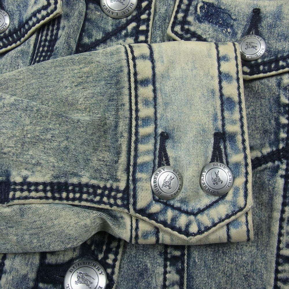 BURBERRY バーバリー BLUE LABEL ブルーレーベル ウォッシュ加工 ストレッチ ショート デニム ジャケット インディゴブルー系 38【中古】