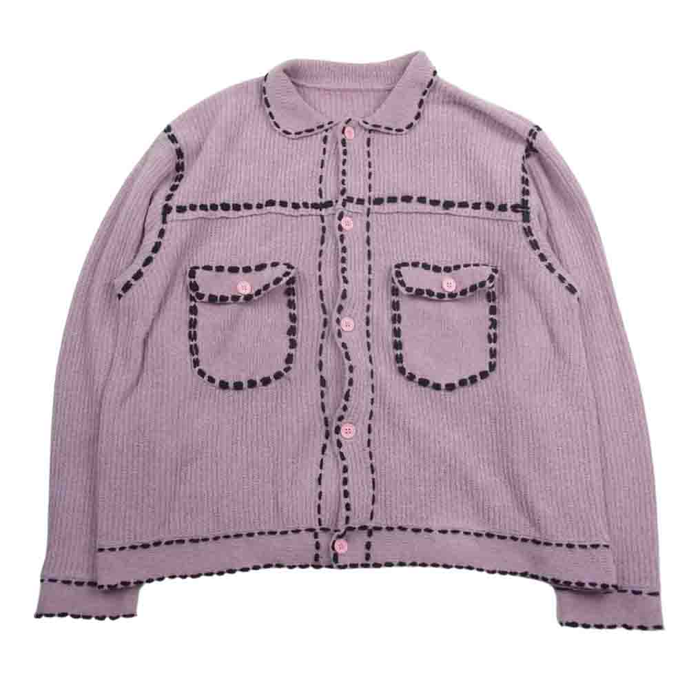 フィンガリン PHINGERIN 23AW PD-232-KN-021 PG1 KNIT ニット ステッチ カーディガン ピンク系 M【中古】 フィンガリン 23AW PD-232-KN-021 PG1 KNIT ニット ステッチ