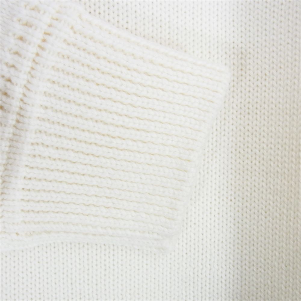 MONCLER モンクレール 23AW GIROCOLLO TRICOT クルーネック ロゴ ワッペン ニット セーター オフホワイト系 XL【中古】