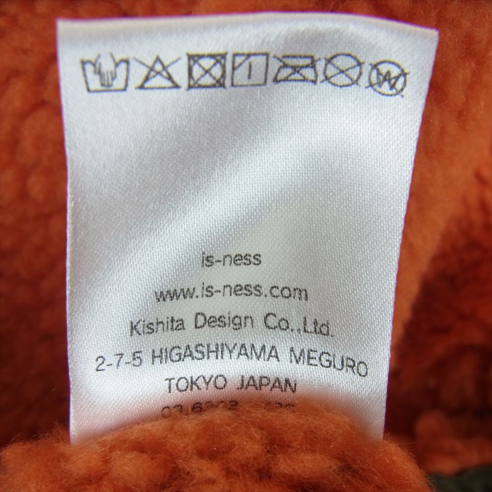 is-ness イズネス 1LDK 別注 REVERSIBLE FLEECE JACKET リバーシブル フリース ジャケット オレンジ系 カーキ系 M 46【中古】