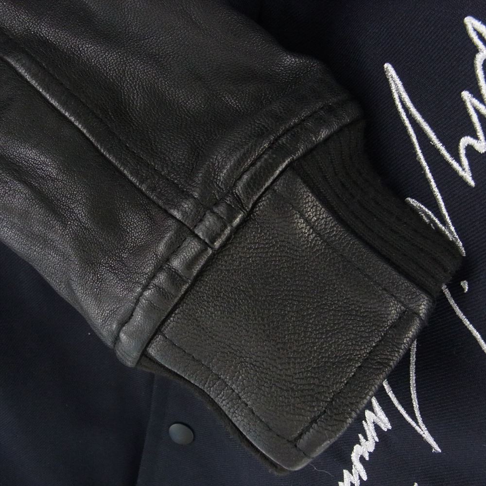Yohji Yamamoto ヨウジヤマモト HV-Y30-811 × NEW ERA Stadium Jacket ニューエラ メルトン レザー スタジャン スタジアム ジャケット ネイビー系 ブラック系 XL【中古】