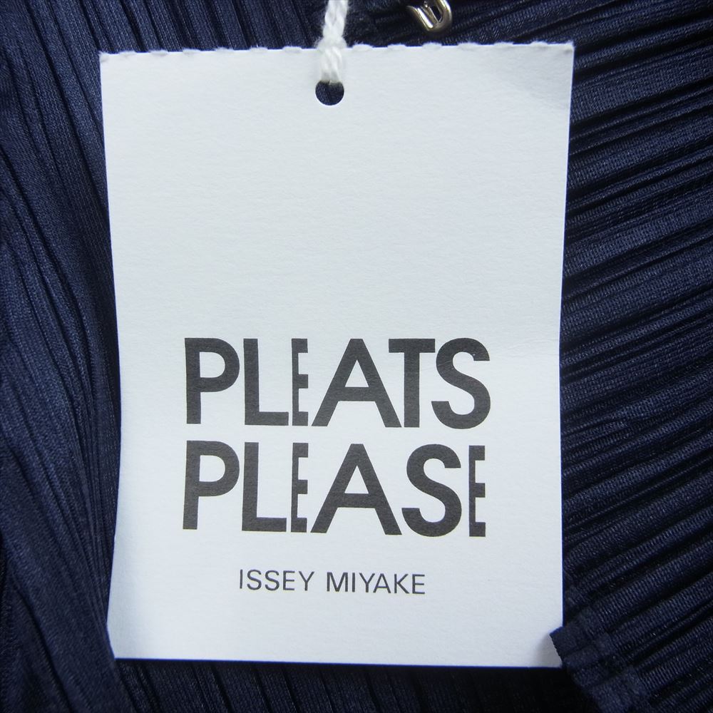 PLEATS PLEASE プリーツプリーズ イッセイミヤケ PP83-JK141 プリーツ加工 七分袖 クルーネック カットソー ネイビー系 3【中古】