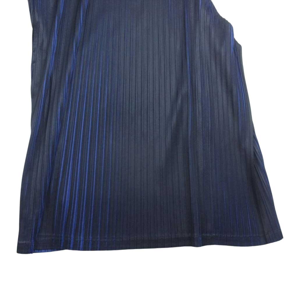 PLEATS PLEASE プリーツプリーズ イッセイミヤケ PP83-JF542 プリーツ加工 変形 ワイド クロップド パンツ ブラック系 ブルー系 1【美品】【中古】