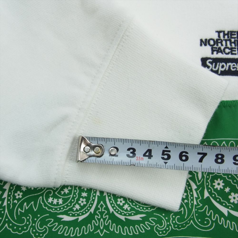 Supreme シュプリーム 22SS × The North Face ノースフェイス Bandana Hooded Sweatshirt バンダナ フーデッド スウェット シャツ プルオーバー パーカー ホワイト系 グリーン系 US M ASIA L【中古】