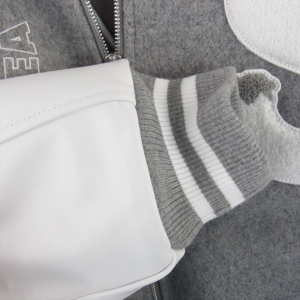 WIND AND SEA ウィンダンシー ICJP215SX004 × ICECREAM アイスクリーム VARSITY JACKET バーシティ ジャケット スタジャン グレー系 ホワイト系 M【美品】【中古】