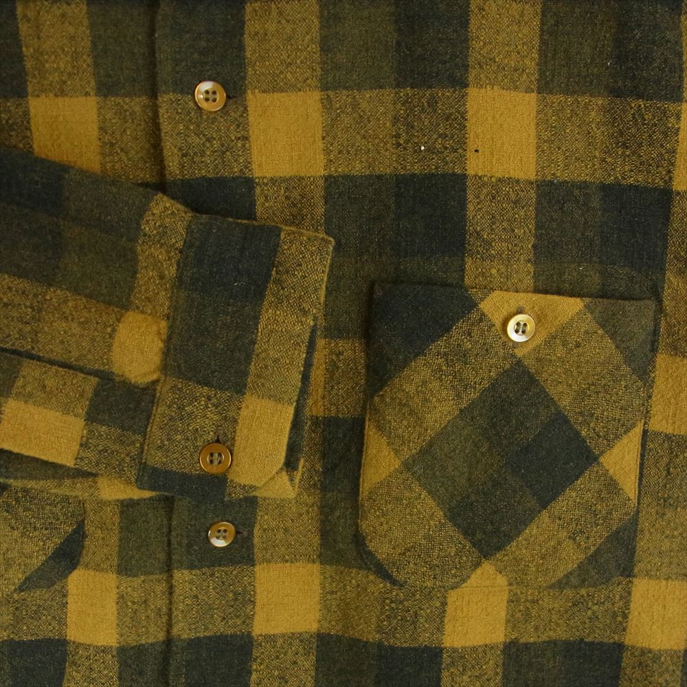 TENDERLOIN テンダーロイン T-WOOL SHT ウール チェック オープン 長袖 シャツ 日本製 イエロー系 L【中古】