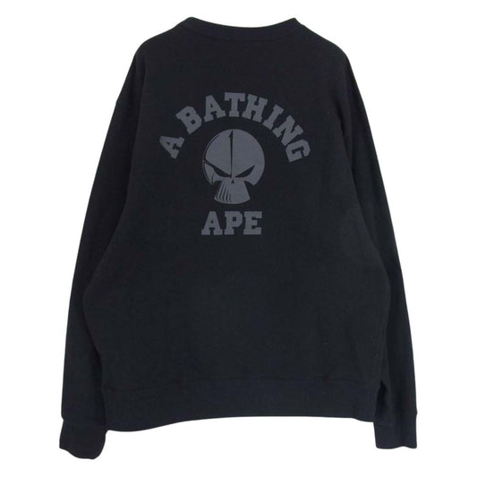 NEIGHBORHOOD ネイバーフッド 001SWJ231901C × A BATHING APE ア ベイシング エイプ BAPE NBHD RELAXED FIT CREWNECK リラックス フィット ロゴ プリント クルーネック スウェット トレーナー ブラック系 XL【中古】