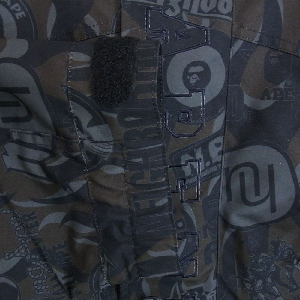 NEIGHBORHOOD ネイバーフッド 17SS 001LJJ231901C × A BATHING APE ア ベイシング エイプ NHBP.SNOWBOARD / N-JKT スノーボード マウンテン パーカ ナイロン カモ 迷彩 総柄 ジャケット ブラック系 XL【中古】