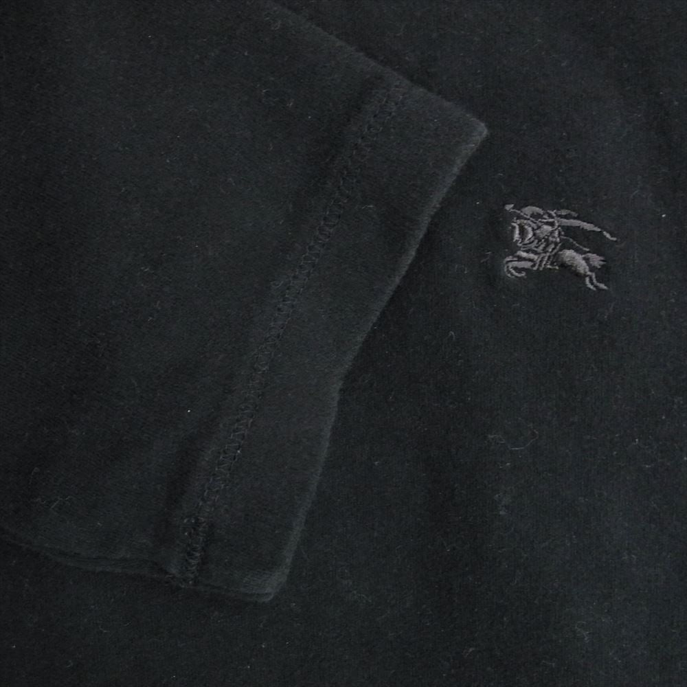 BURBERRY LONDON バーバリー ロンドン BBV96-121-09 刺繍 ロゴ ハーフジップ コットン 長袖 Tシャツ ブラック系 L【中古】