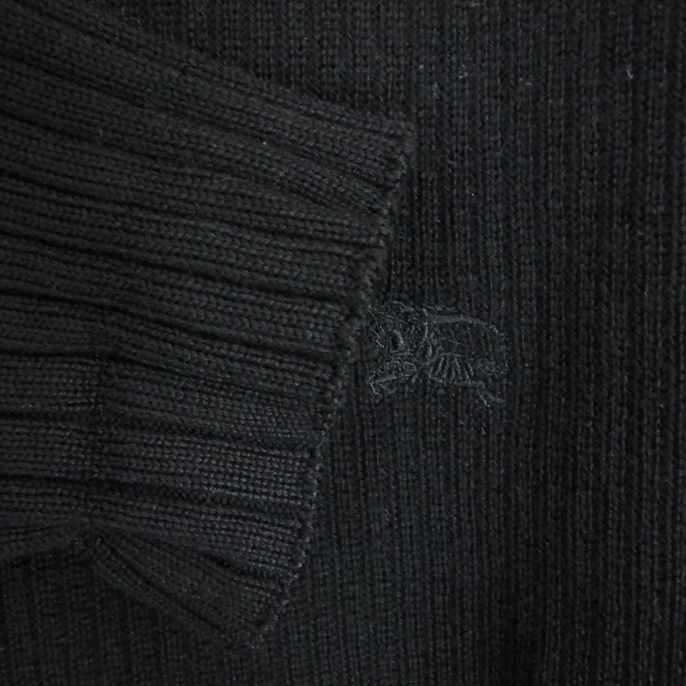 BURBERRY LONDON バーバリー ロンドン BBT94-322-09 刺繍 ロゴ ジップアップ ウール ドライバーズ ニット カーディガン ブラック系 L【中古】