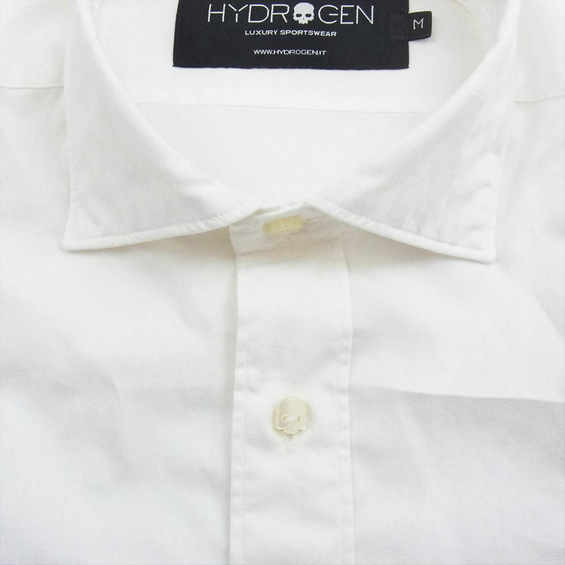 HYDROGEN ハイドロゲン WHITE CAMOUFLAGE SHIRT スカル刺繍 カモフラ 長袖 シャツ ホワイト系 M【中古】