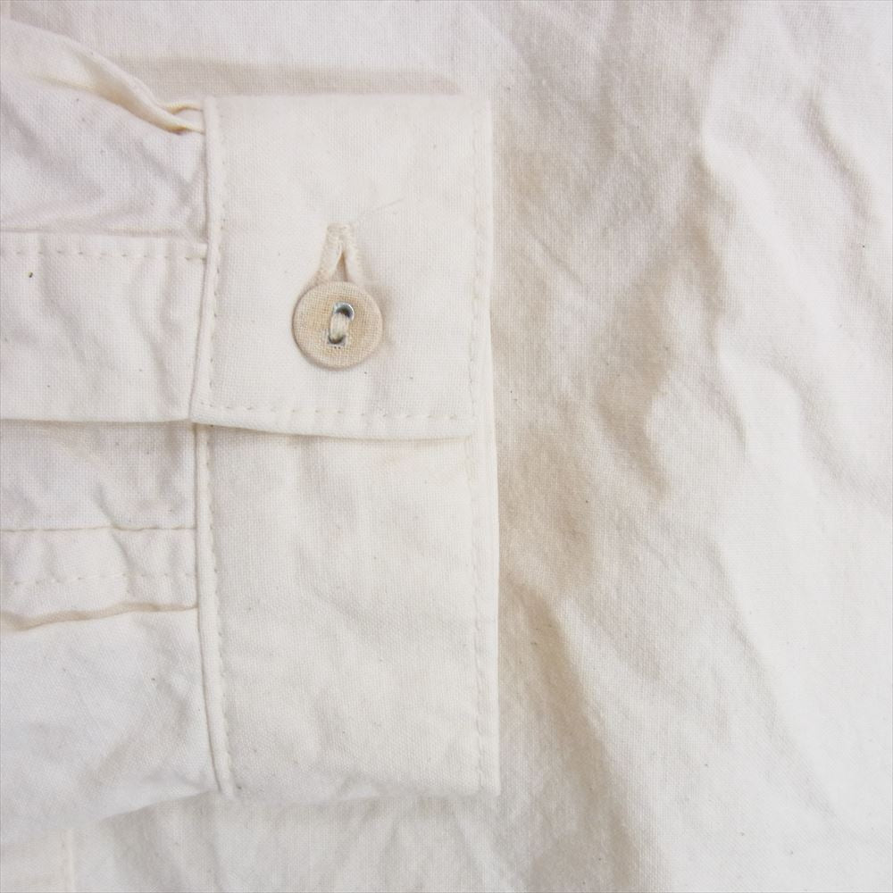FRANK LEDER フランクリーダー 0916010 VINTAGE BEDSHEET OLD STYLE SHIRT ヴィンテージ ベッドシーツ コットン ネップ 長袖 シャツ オフホワイト系 S【美品】【中古】