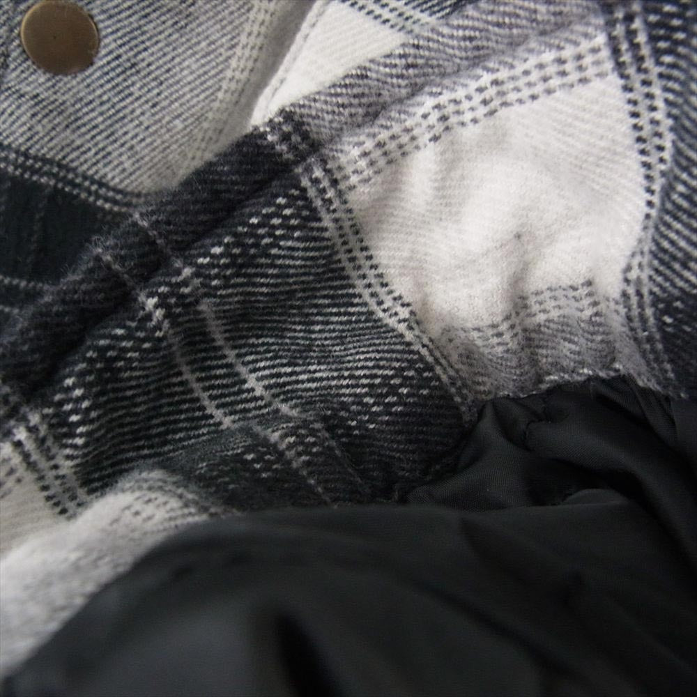 Supreme シュプリーム 19AW Quilted Hooded Plaid Shirt フード付き アーチロゴ ワッペン付き オンブレ チェック シャツ ジャケット グレー系 ブラック系 M【中古】